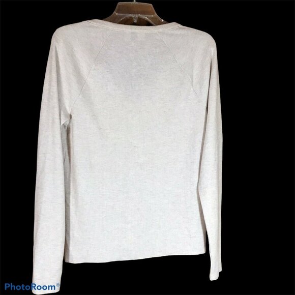 Universal Thread Womens Size Large Henley Top Long-Sleeve Oatmeal Heather New - Picture 2 of 12